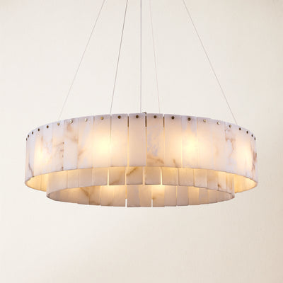 Sawyer Alabaster Round Chandelier 32"