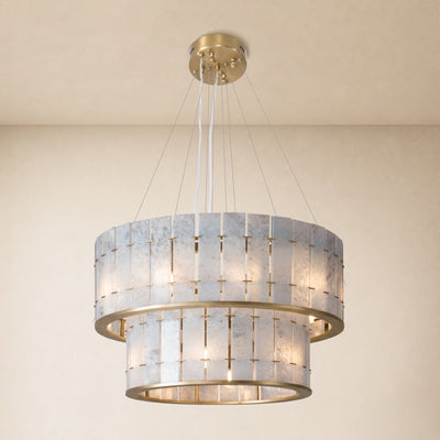 Pietra Blude Marble Two-Tier Round Chandelier 25.5"D
