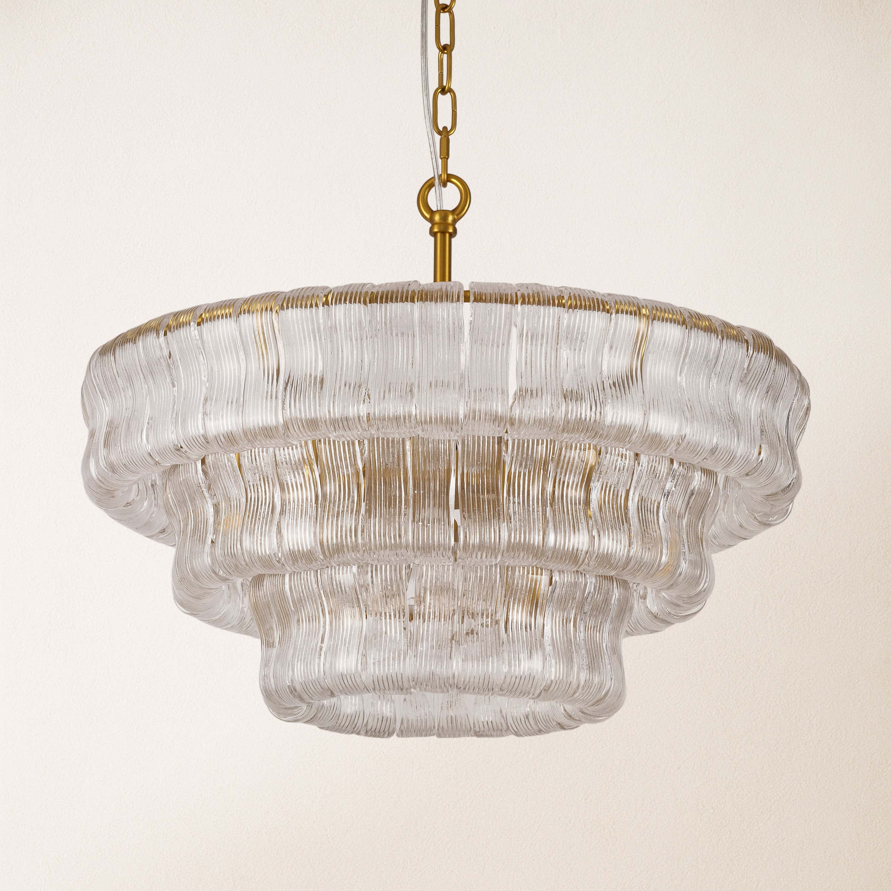 Ondalia Tiered Glass Round Chandelier 24"D