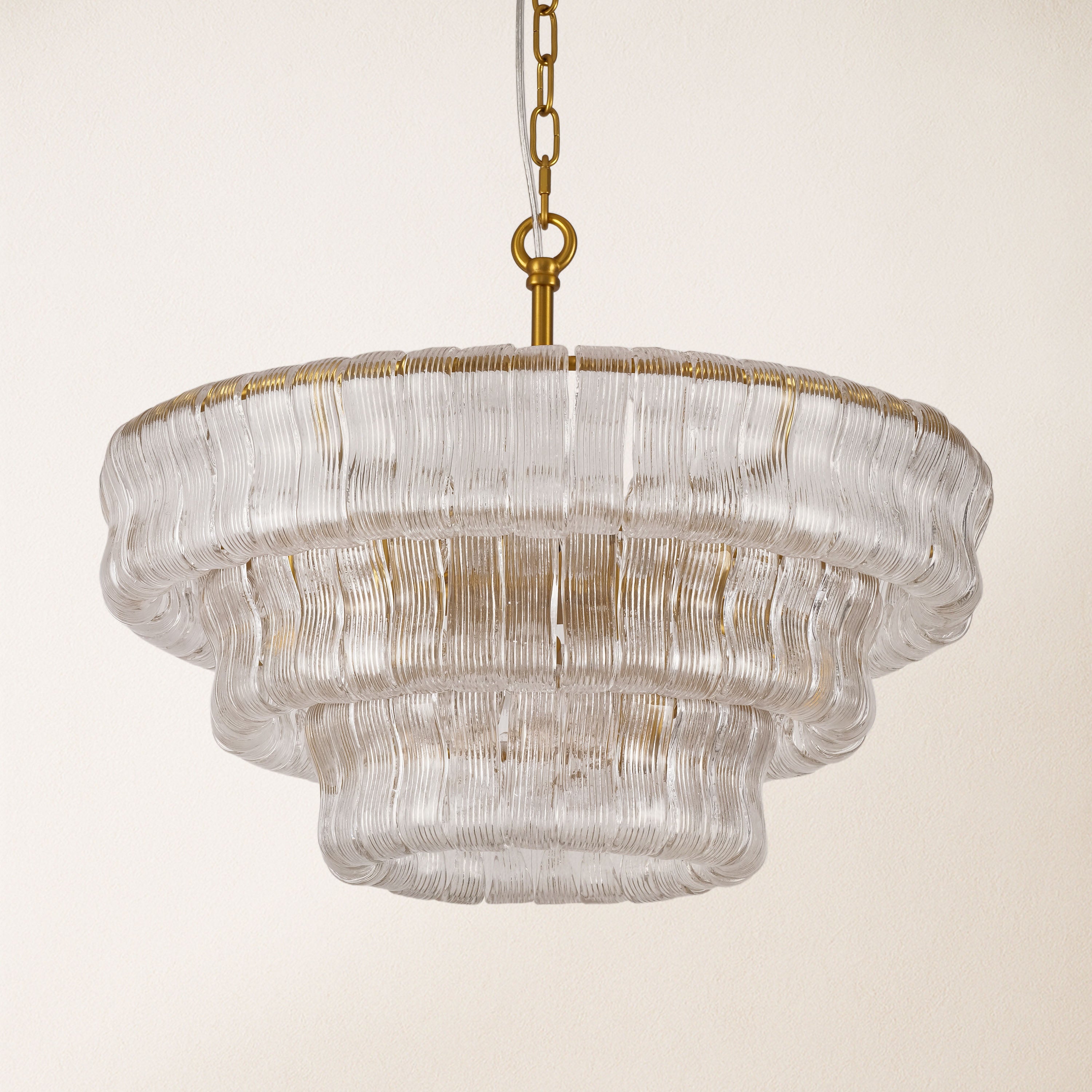 Ondalia Tiered Glass Round Chandelier 24"D