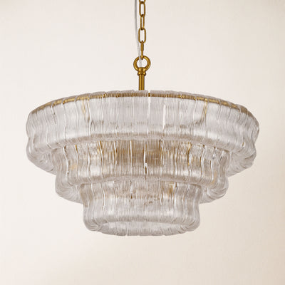 Ondalia Tiered Glass Round Chandelier 24"D