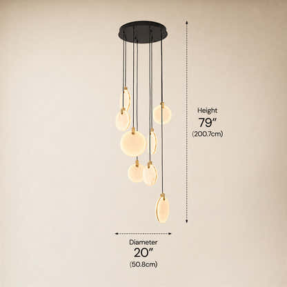 Orbelis Alabaster Round Multi-Light Chandelier 20"D