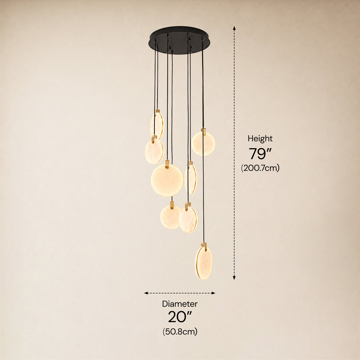 Orbelis Alabaster Round Multi-Light Chandelier 20"D