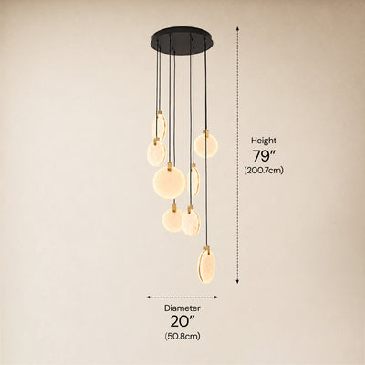 Orbelis Alabaster Round Multi-Light Chandelier 20"D