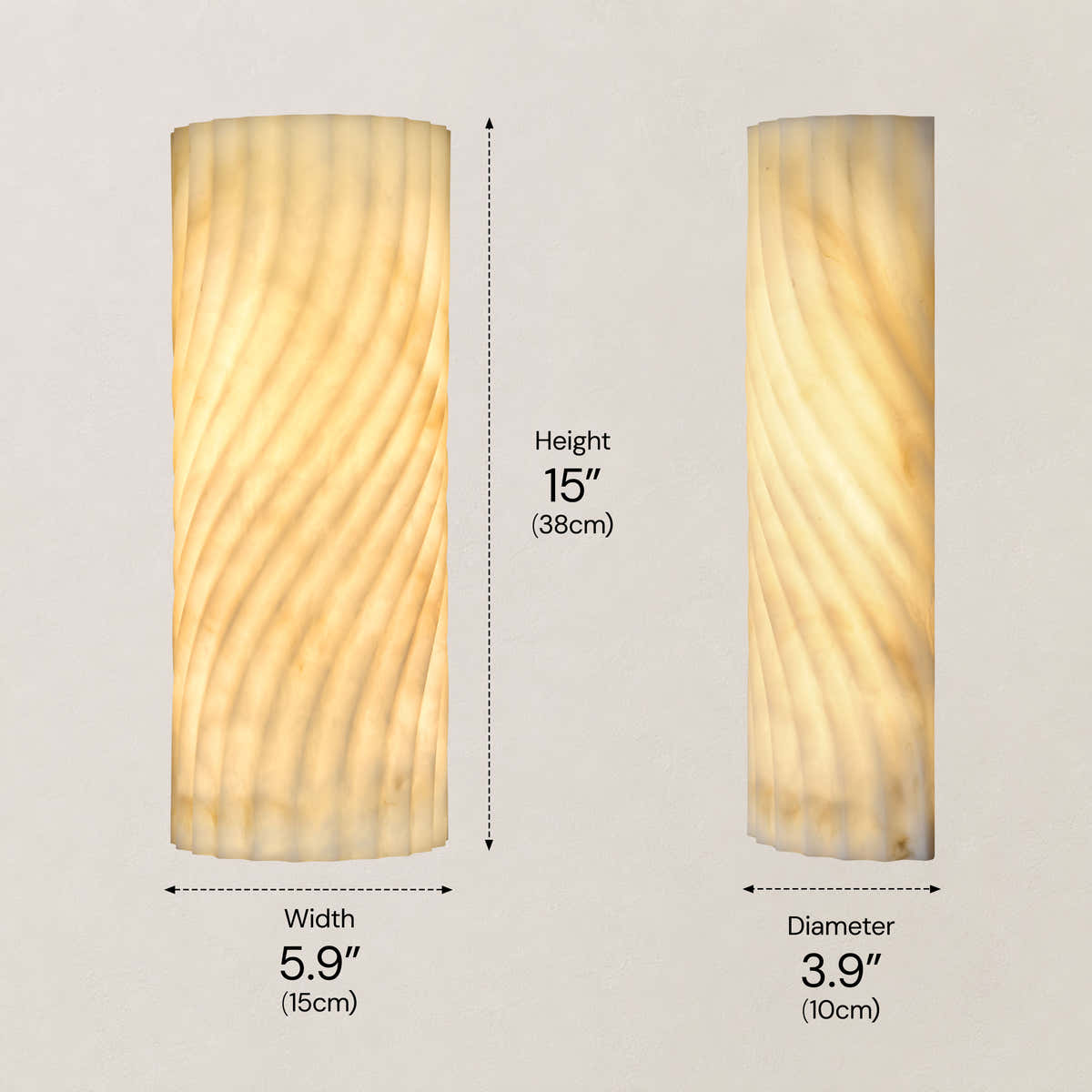 Serelle Resin Rippled Wall Sconce 15"H dimensions 1