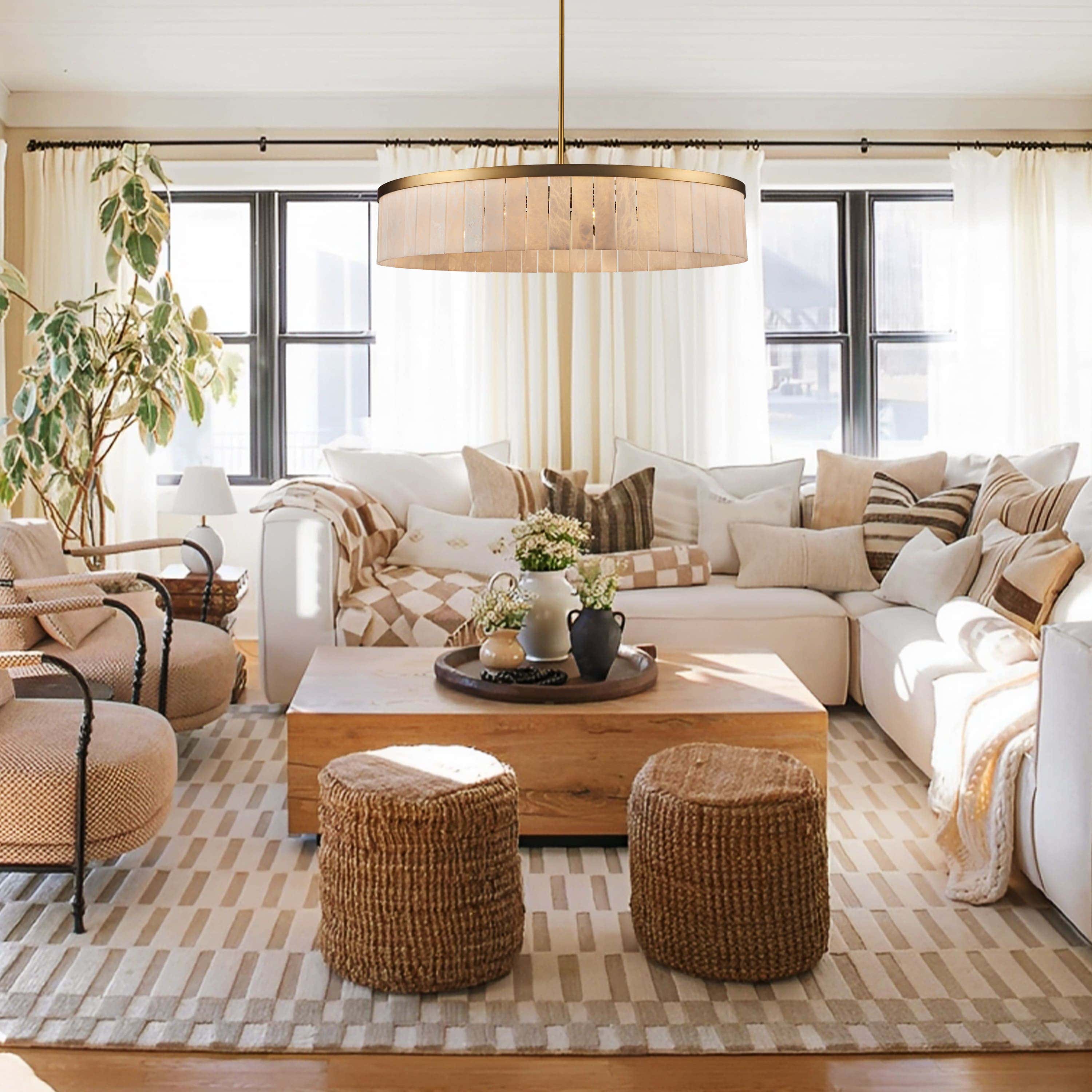 Janina Alabaster Round Chandelier 105cm D