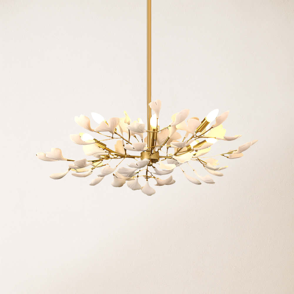 Twilight Branches Ceramic Ginkgo Chandelier 85cm D
