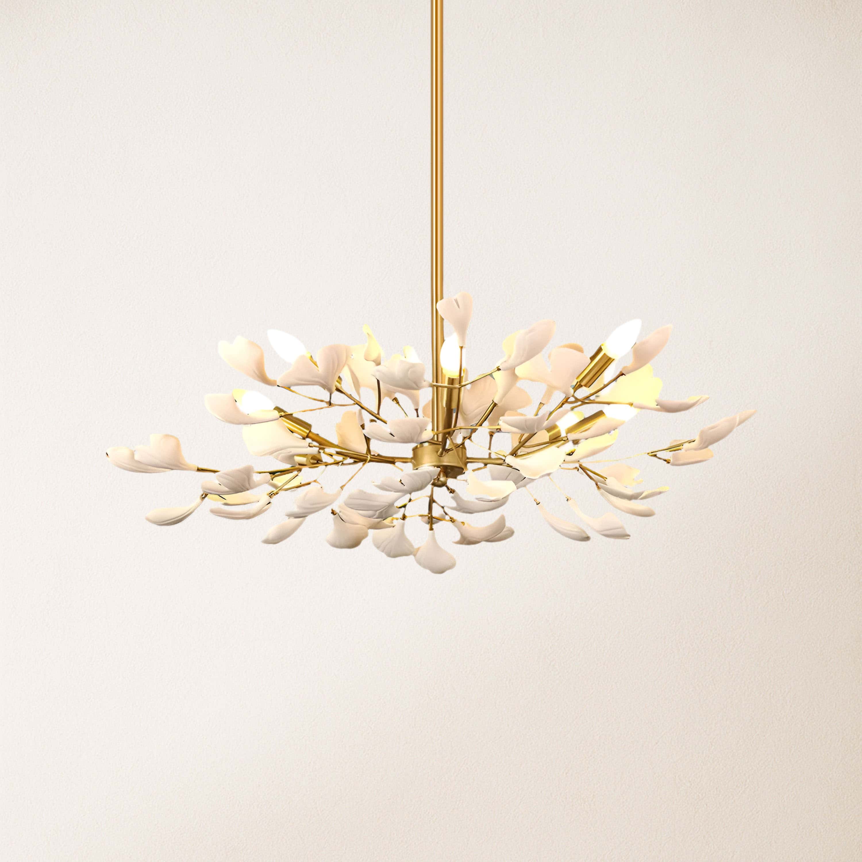 Twilight Branches Ceramic Ginkgo Chandelier 85cm D