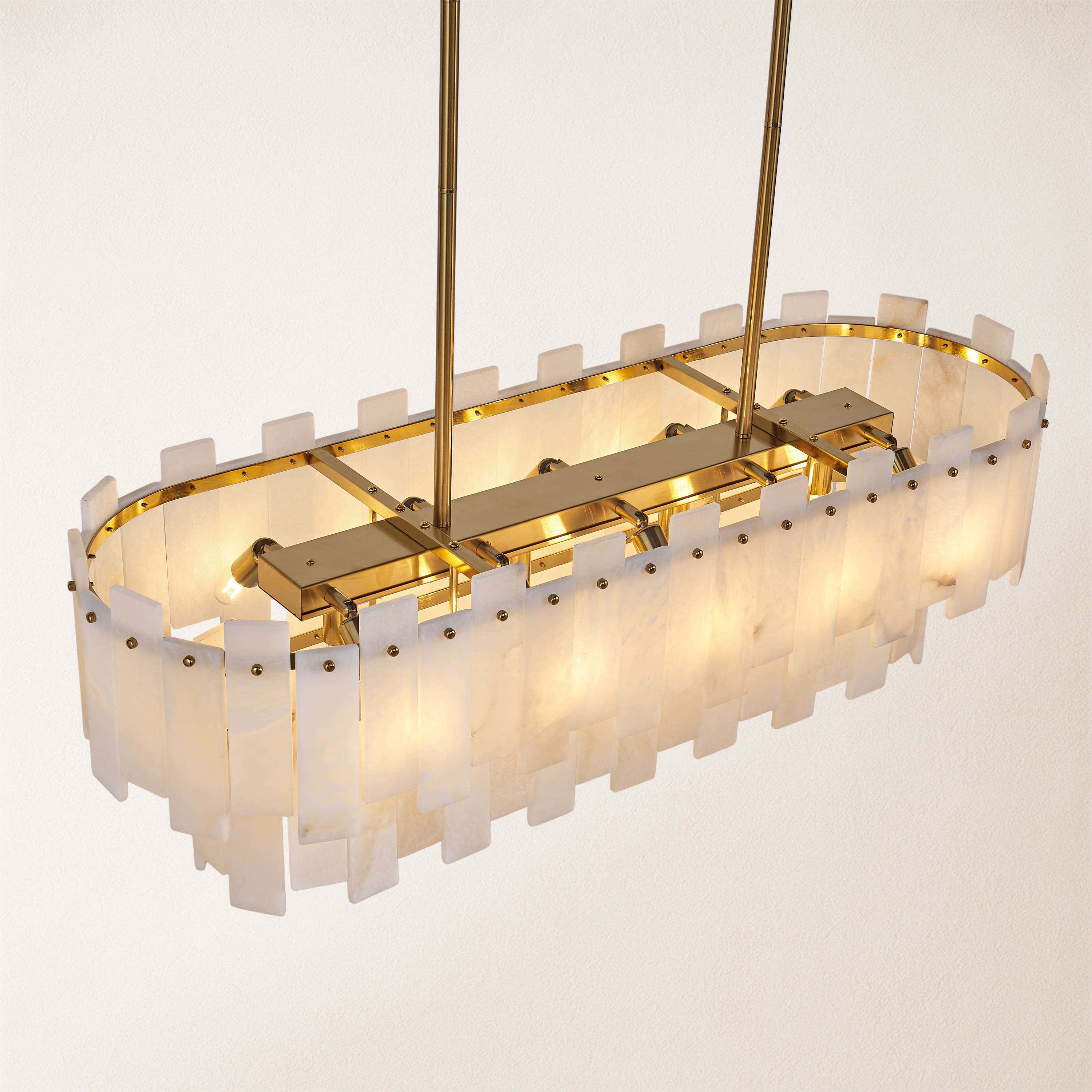 Nivislight Alabaster 2-Tier Rectangular Chandelier 101cm D