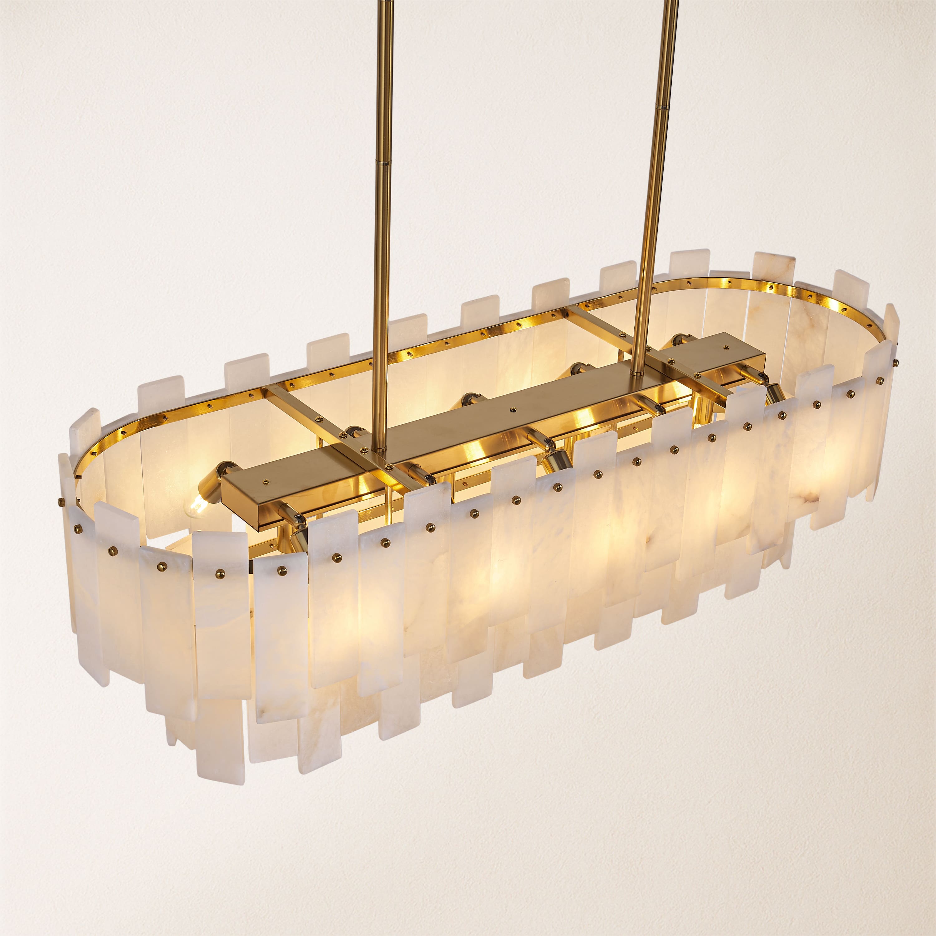 Nivislight Alabaster 2-Tier Rectangular Chandelier 101cm D