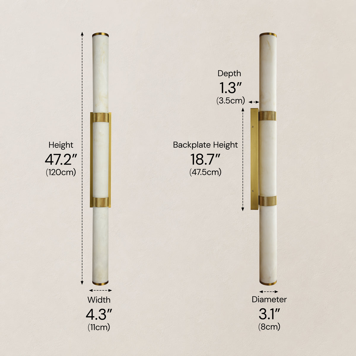 Vela Resin Cylinder Wall Sconce 47.2"H