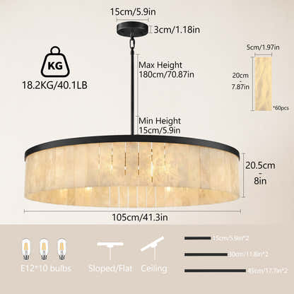 Janina Alabaster Round Chandelier 105cm D