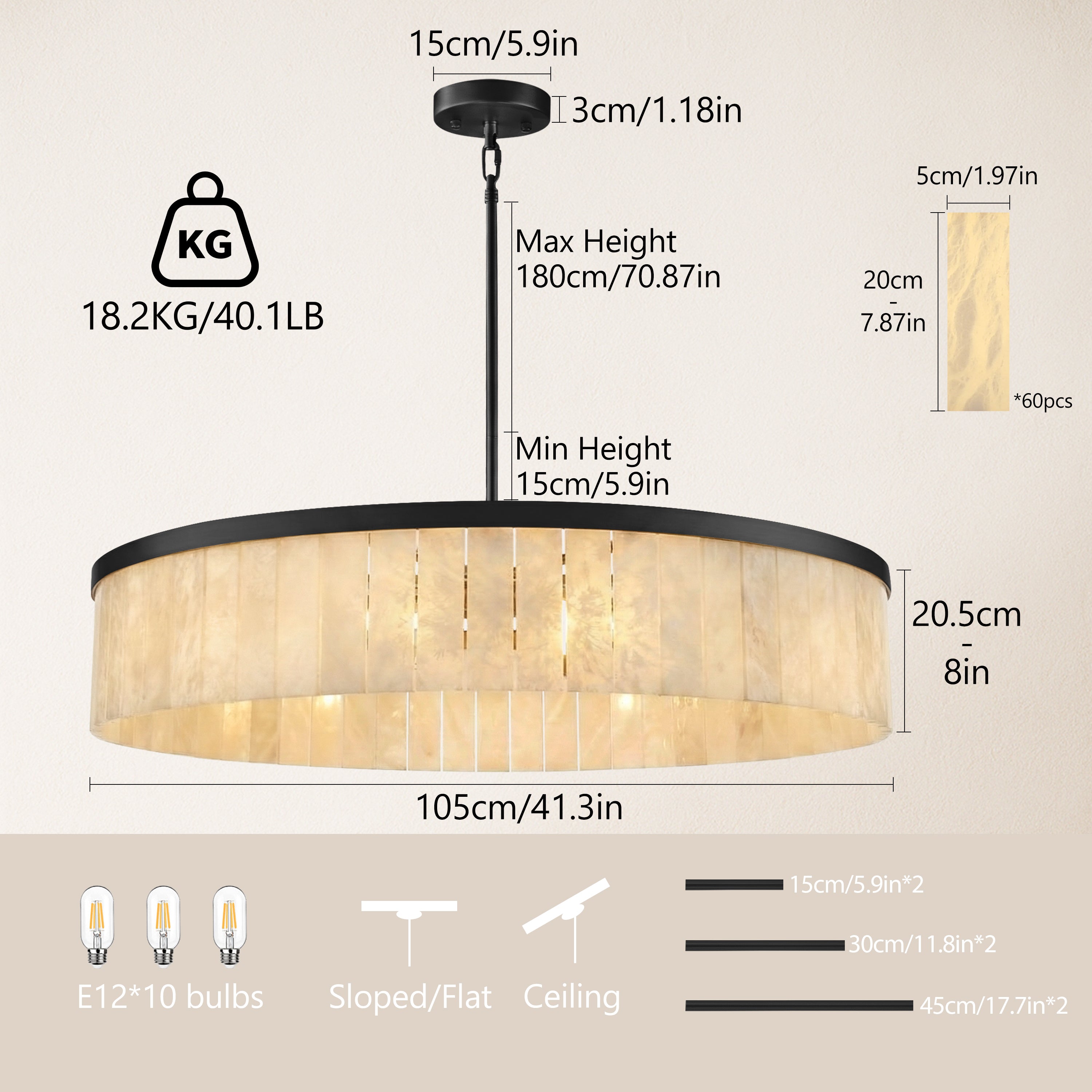 Janina Alabaster Round Chandelier 105cm D