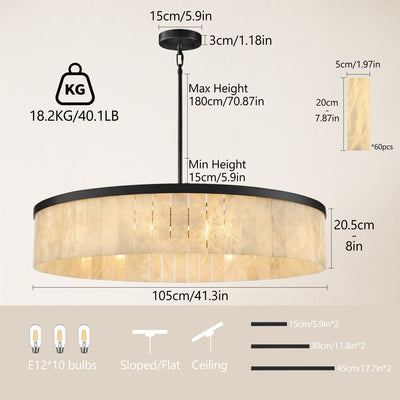 Janina Alabaster Round Chandelier 105cm D