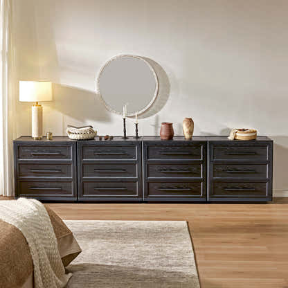 Alvar 126″ Oak 12-Drawer Chest(Set of 4)