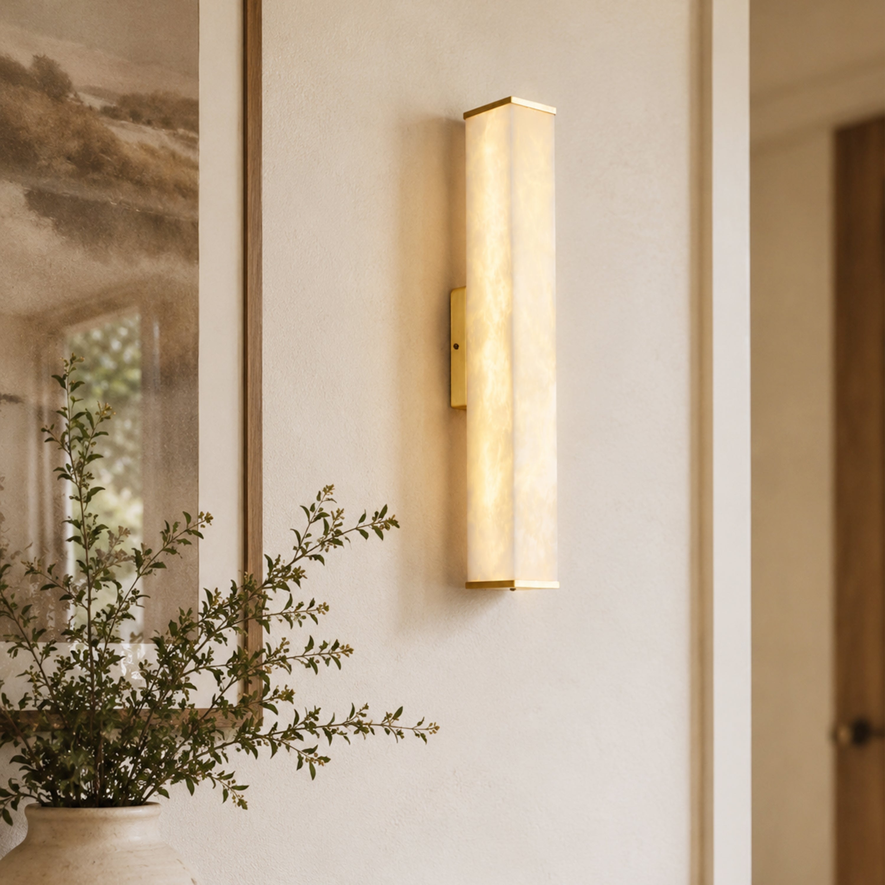 Valoria Alabaster Rectangular Wall Sconce