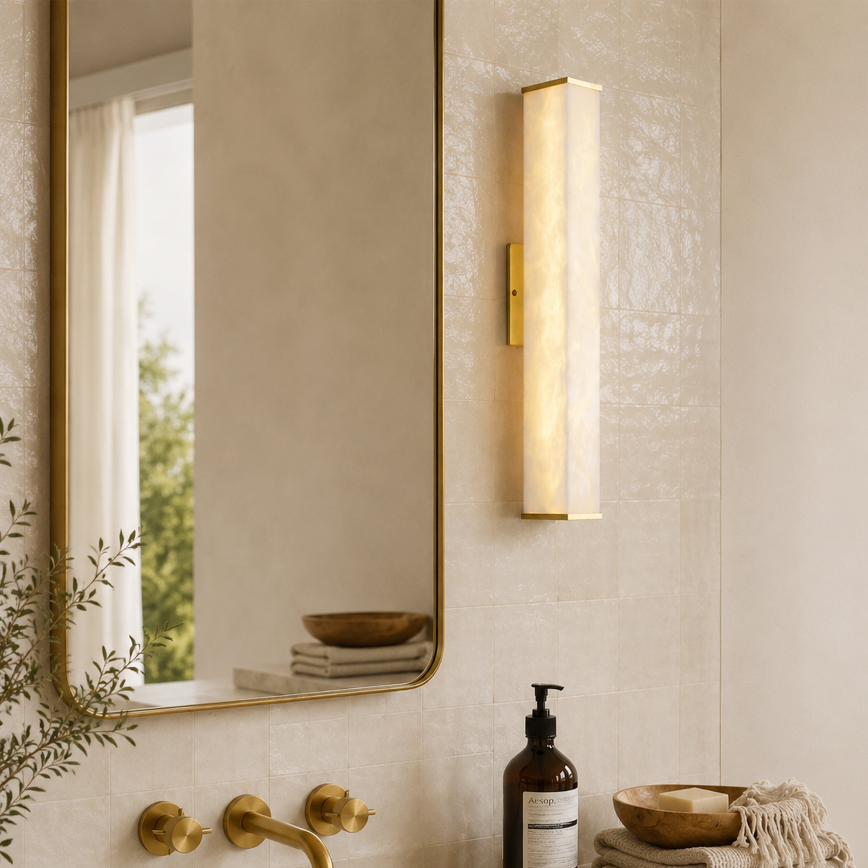 Valoria Alabaster Rectangular Wall Sconce