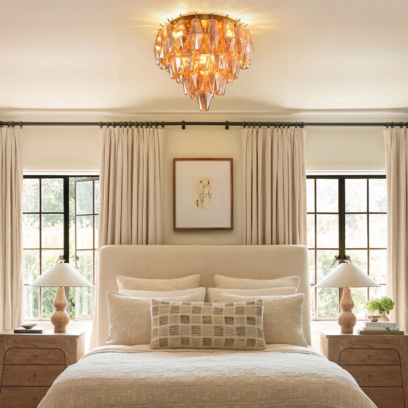 Celestial Drop Glass Flush Mount 32cm D