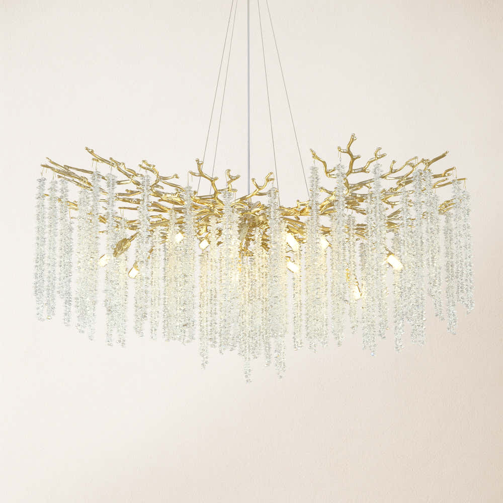 Snow Tree Branch Crystal Chandelier 40"D#Finish_Gold