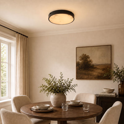 Roselyn Alabaster Round Flush Mount 16"D