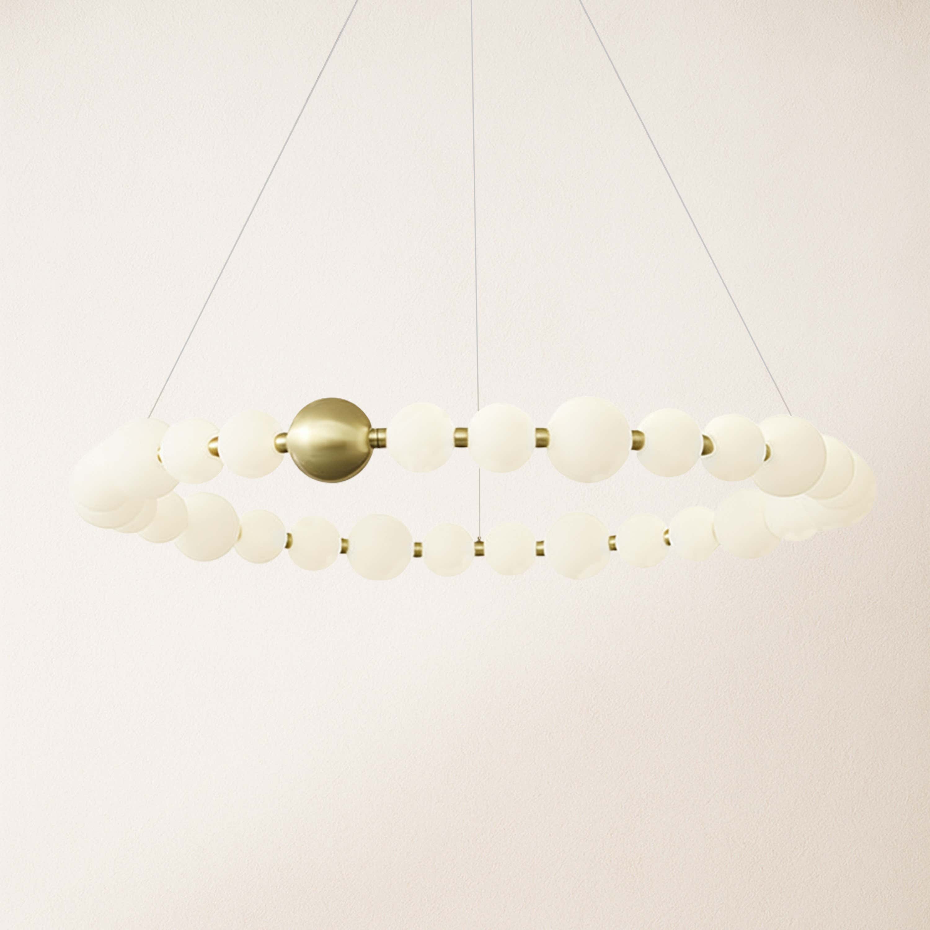 Velora Pearl Bead Round Chandelier 102cm D