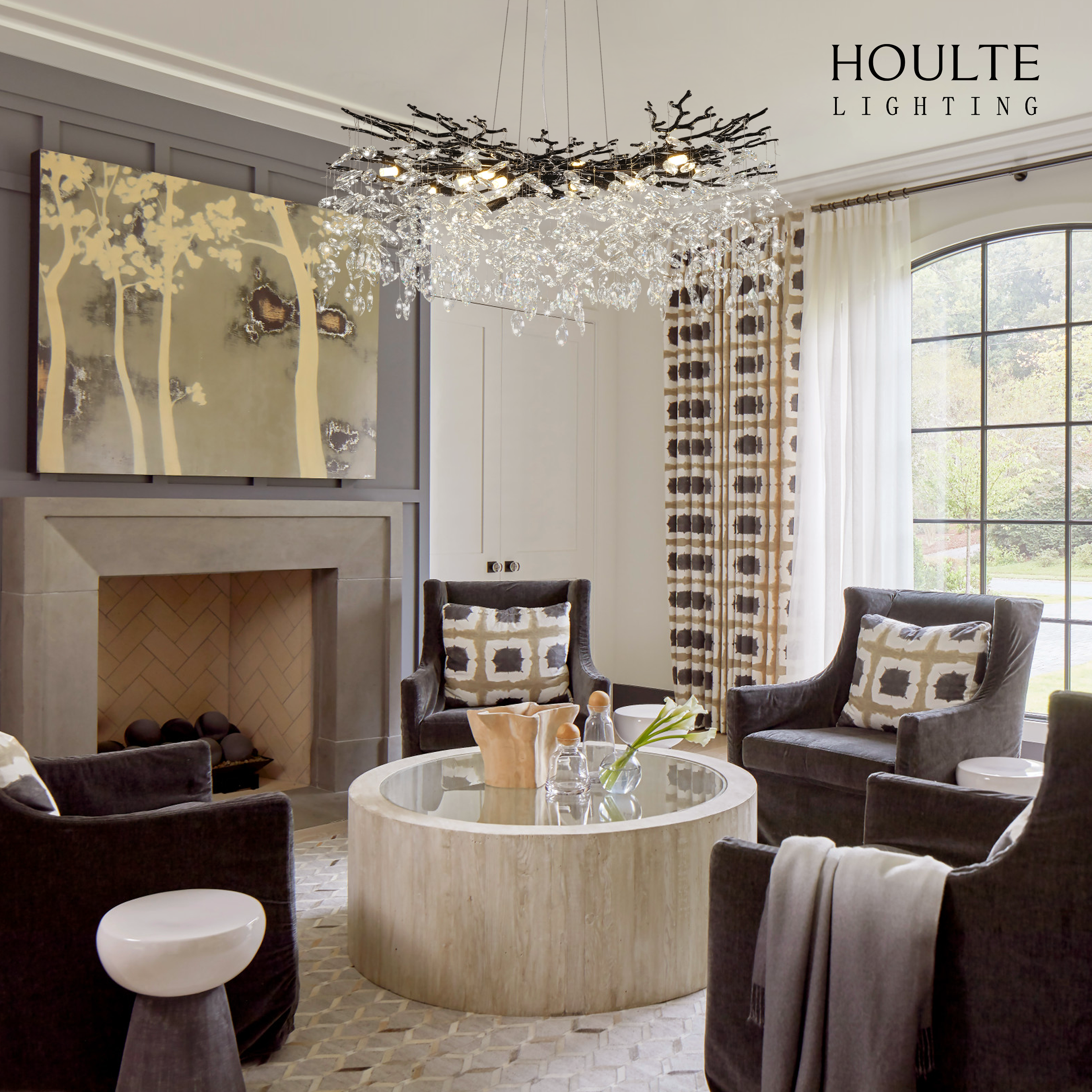 Frostleaf Crystal Cascade Branch Round Chandelier 102cm
