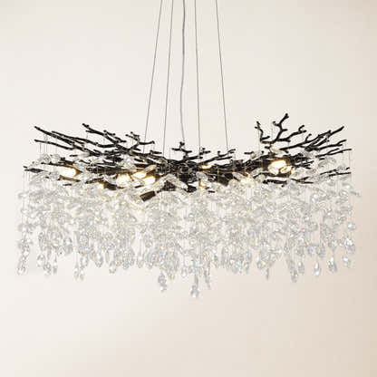 Frostleaf Crystal Cascade Branch Round Chandelier 40"D