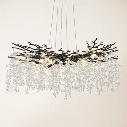 Frostleaf Crystal Cascade Branch Round Chandelier 102cm
