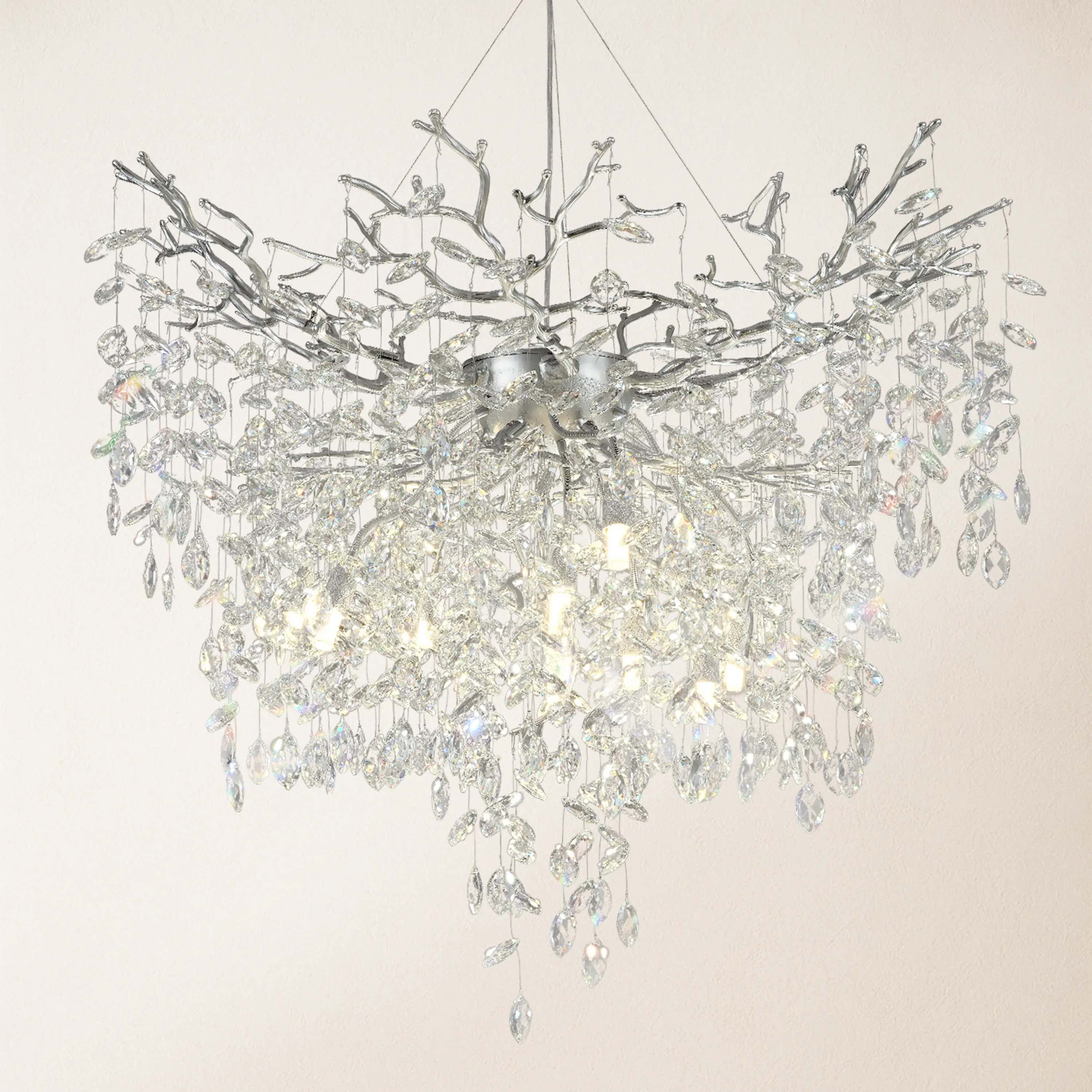Frostleaf Crystal Grand Cascade Branches Chandelier 40"D
