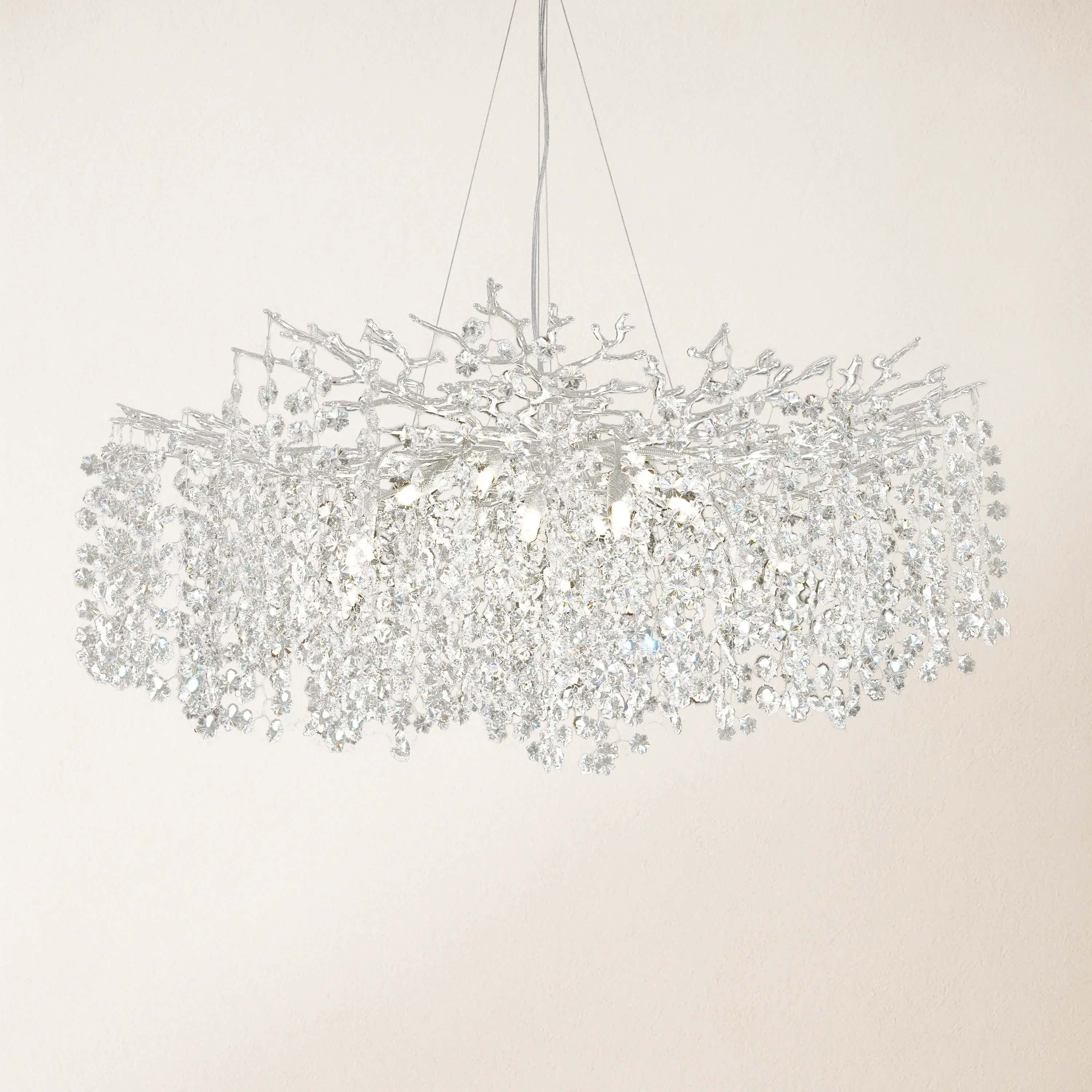 Lustre Branches Crystal Round Chandelier for All Rooms 102cm