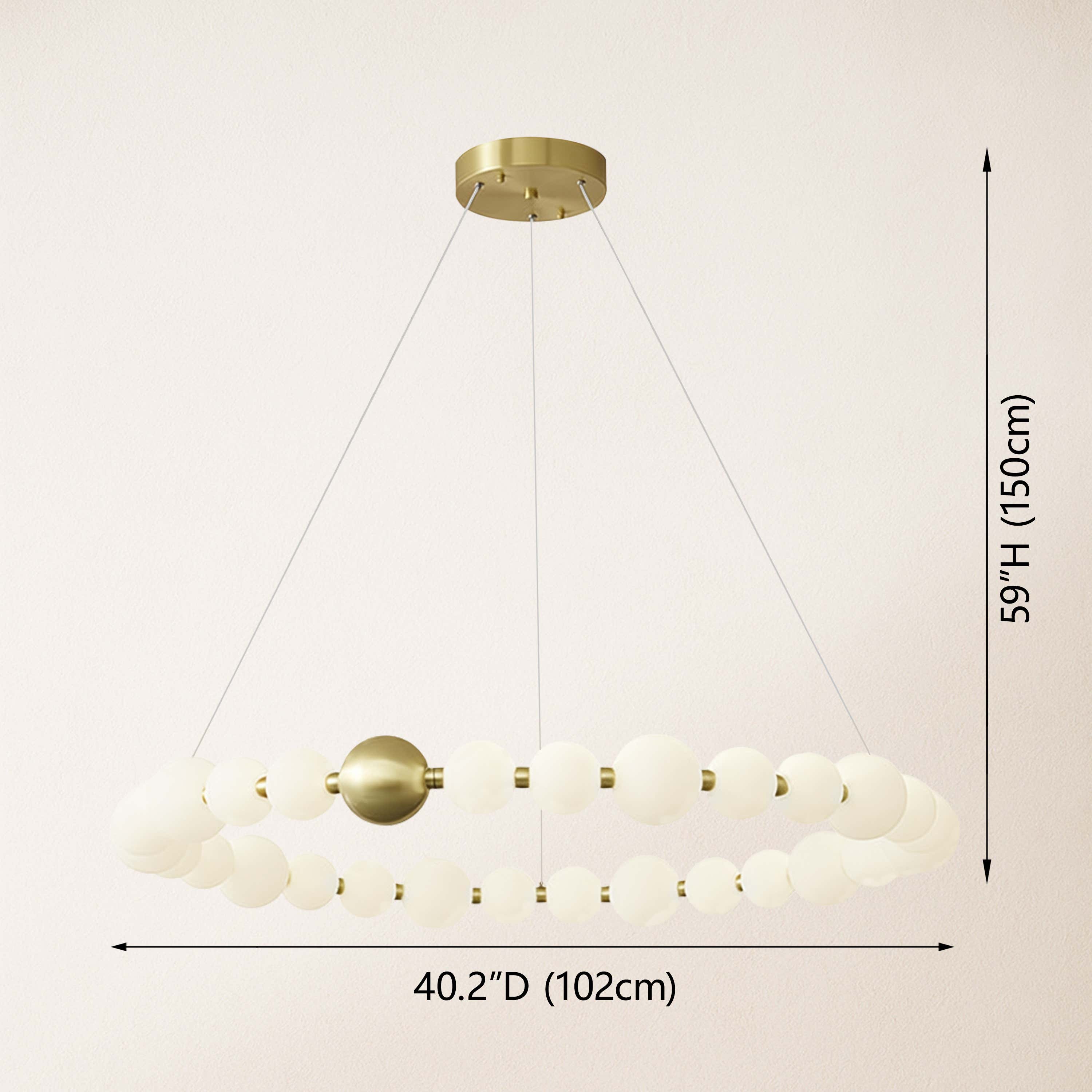 Velora Pearl Bead Round Chandelier 102cm D