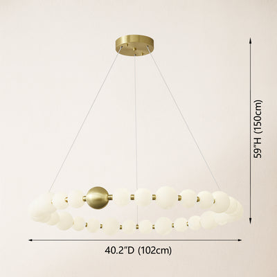 Velora Pearl Bead Round Chandelier 102cm D