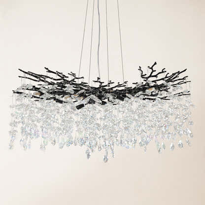 Frostleaf Crystal Cascade Branch Round Chandelier 40"D