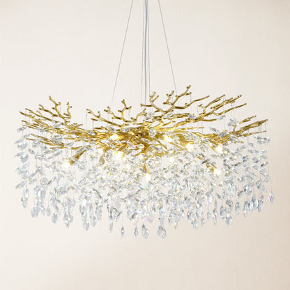 Frostleaf Crystal Cascade Branch Round Chandelier 102cm