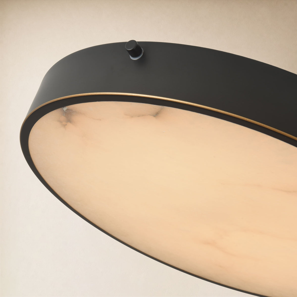 Roselyn Alabaster Round Flush Mount 16"D#Finish_Black