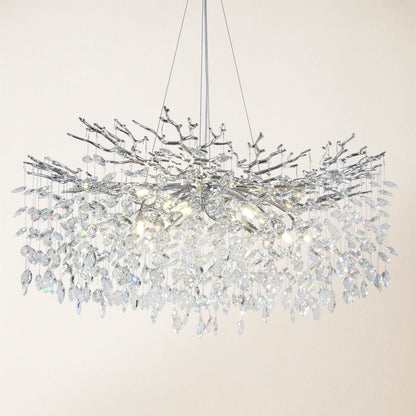 Frostleaf Crystal Cascade Branch Round Chandelier 102cm