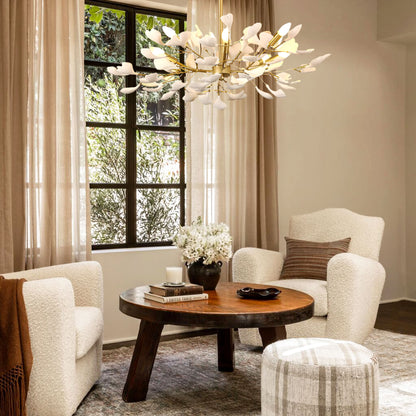 Twilight Branches Ceramic Ginkgo Chandelier 85cm D