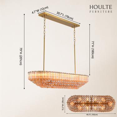Ethereal Radiance Crystal Clear/Amber Rectangular Chandelier 109cm L