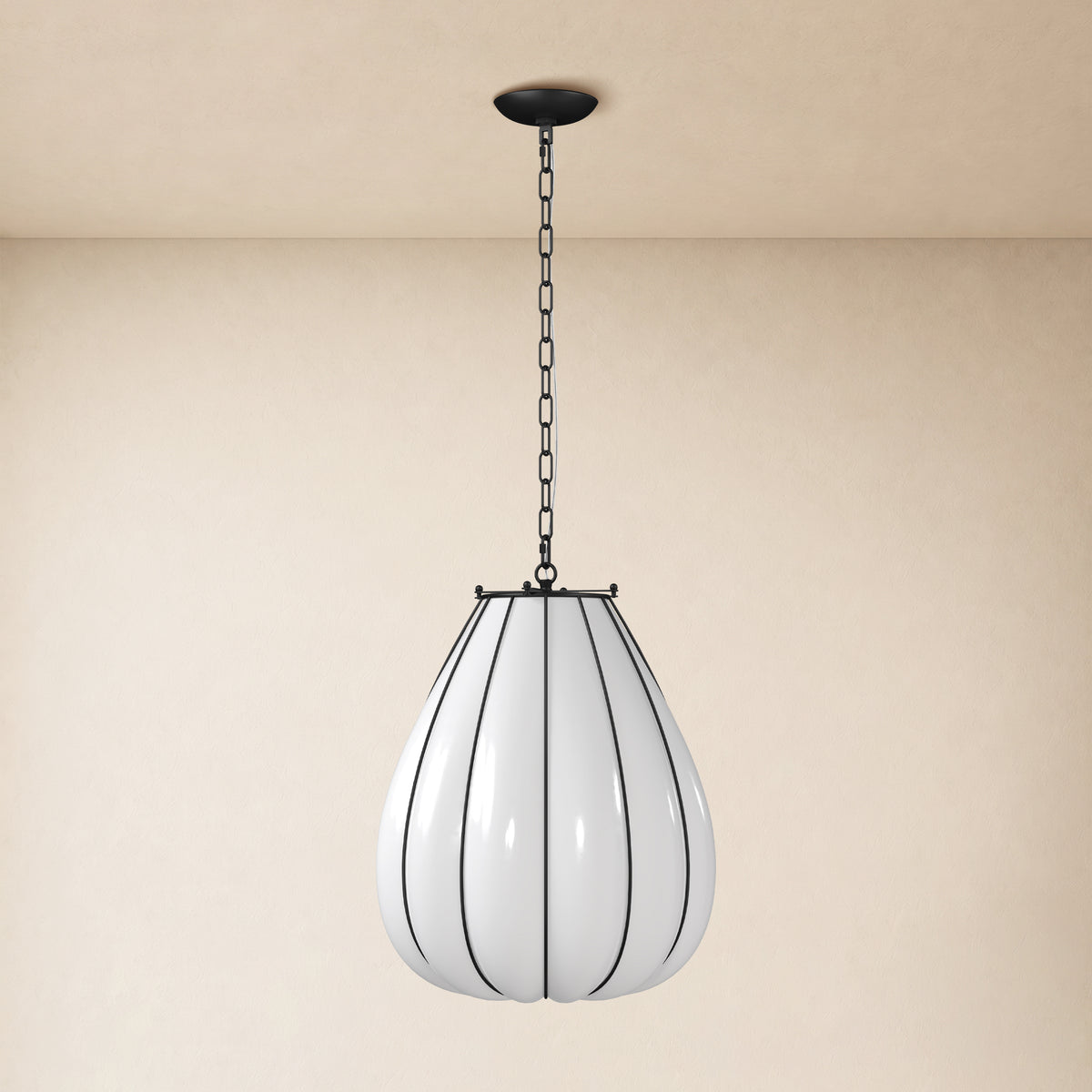 Caelvori Glass Ribbed Lantern Pendant 13" 17"D 