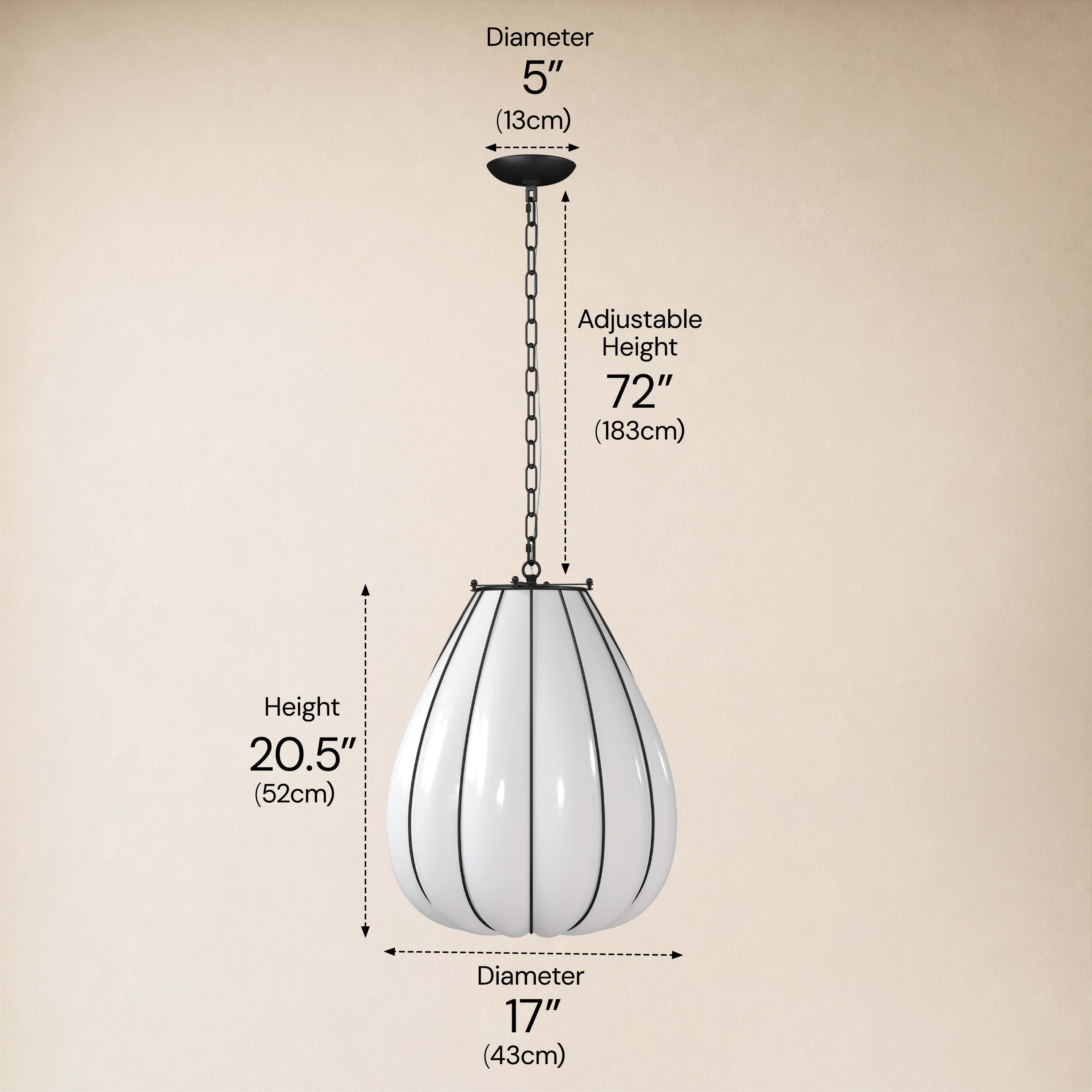 Caelvori Glass Ribbed Lantern Pendant 13" 17"D #Finish_Black,Size_17" dimensions 4