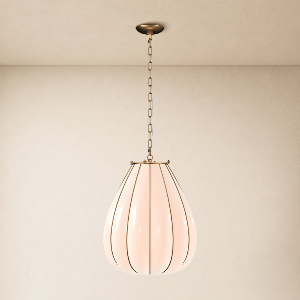 Caelvori Glass Ribbed Lantern Pendant 13" 17"D 