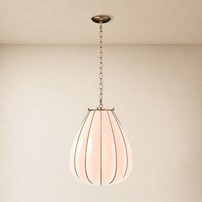 Caelvori Glass Ribbed Lantern Pendant 13" 17"D 