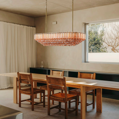 Ethereal Radiance Crystal Clear/Amber Rectangular Chandelier 109cm L