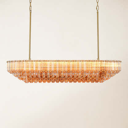 Ethereal Radiance Crystal Clear/Amber Rectangular Chandelier 109cm L