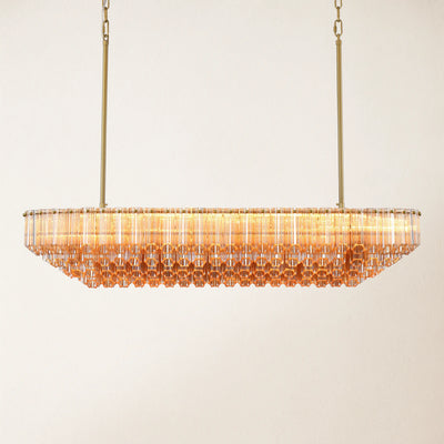 Ethereal Radiance Crystal Clear/Amber Rectangular Chandelier 109cm L