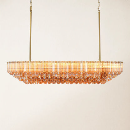 Ethereal Radiance Crystal Clear/Amber Rectangular Chandelier 109cm L