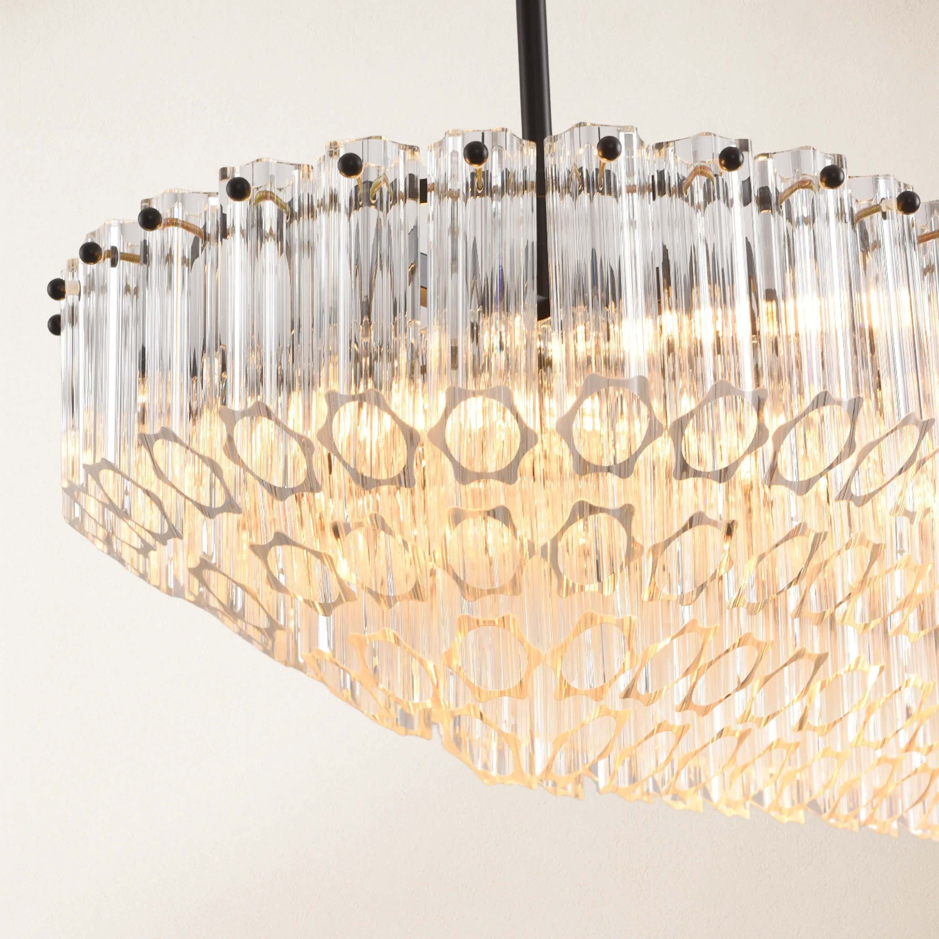 Ethereal Radiance Crystal Clear/Amber Rectangular Chandelier 109cm L