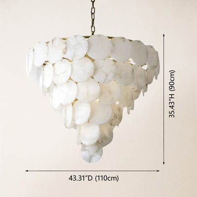 Egwent Alabaster Dish Magnolia Multi-Tiered Round Chandelier 43"D#Finish_Gold