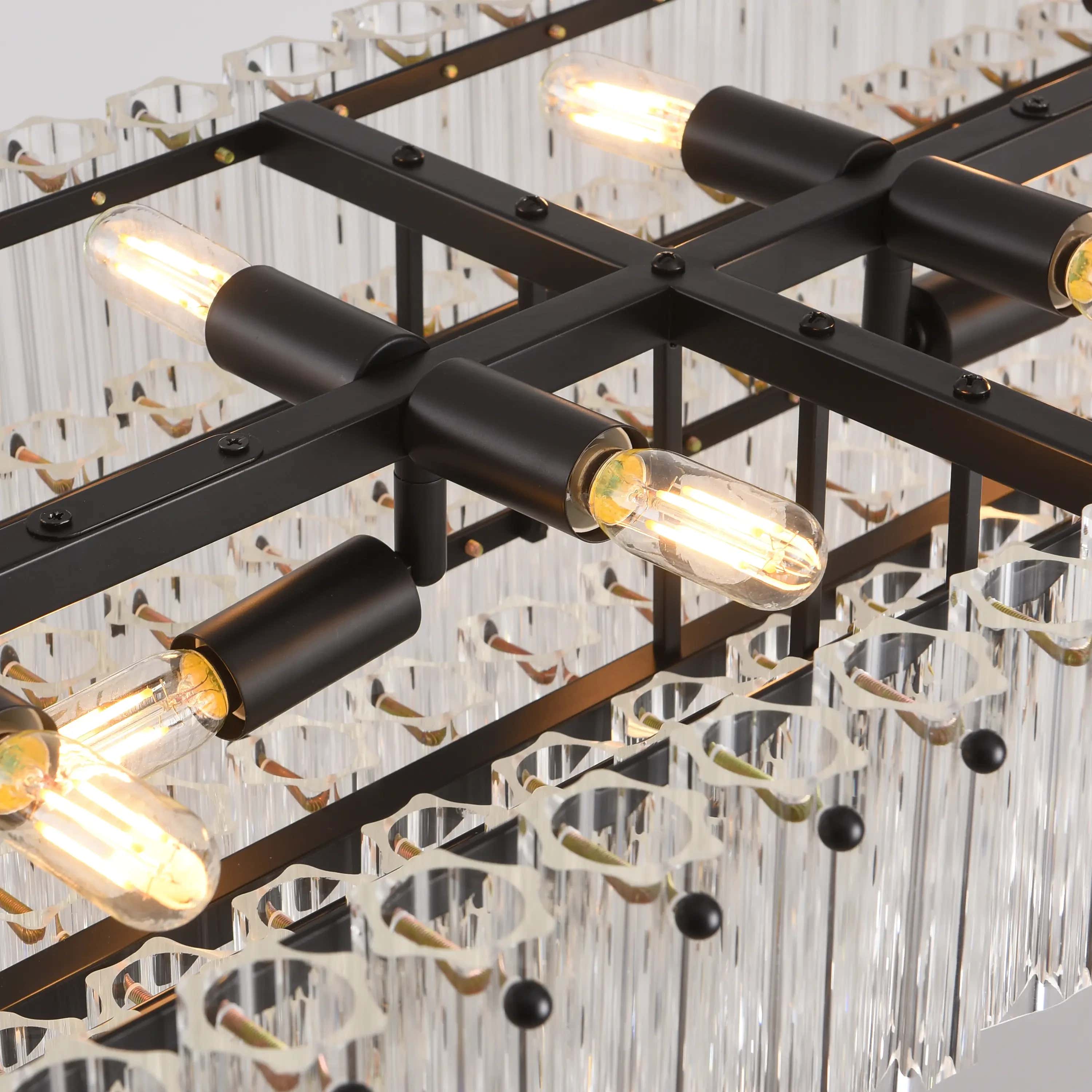 Ethereal Radiance Crystal Clear/Amber Rectangular Chandelier 109cm L