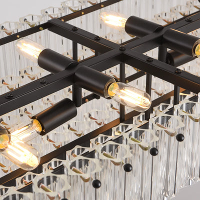 Ethereal Radiance Crystal Clear/Amber Rectangular Chandelier 109cm L